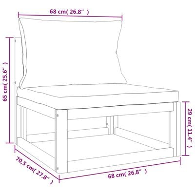 vidaXL 7-tlg. Garten-Lounge-Set mit Grünen Kissen Massivholz