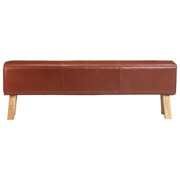 vidaXL Bank Turnbock-Design 160cm Braun Echtleder Massivholz Akazie