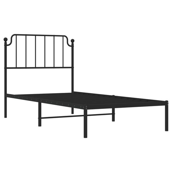 vidaXL Bettgestell mit Kopfteil Metall Schwarz 90x200 cm