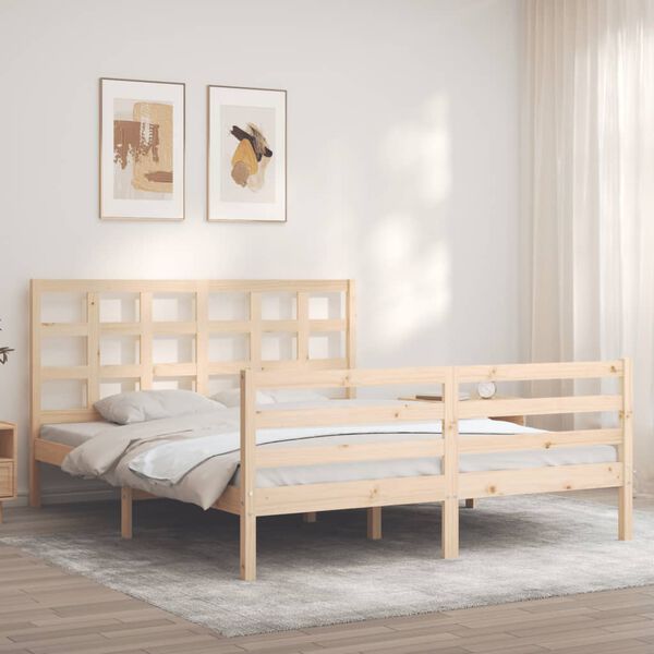 vidaXL Massivholzbett mit Kopfteil 160x200 cm