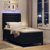 vidaXL LED Boxspringbett mit Matratze Schwarz 90 x 200 cm Stoff