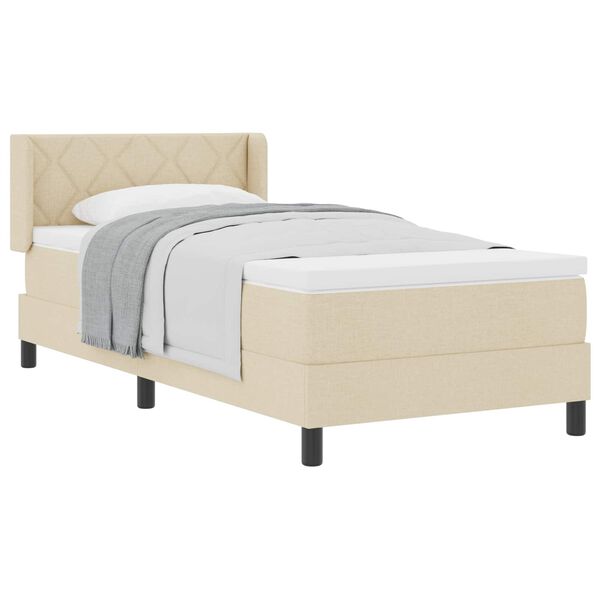 vidaXL Boxspringbett mit Matratze Creme 200 x 90 cm Polyester