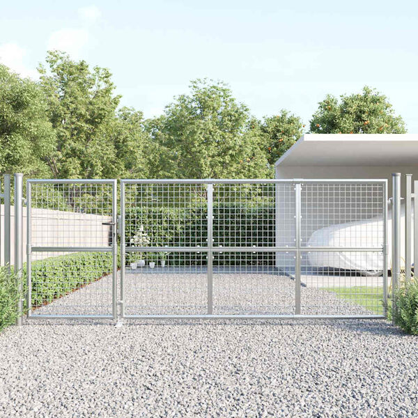 vidaXL Maschen-Gartentor Silber 350x125 cm Verzinkter Stahl