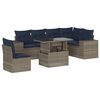 vidaXL 7-teiliges Gartensofa-Set mit Kissen, grau, Polyrattan
