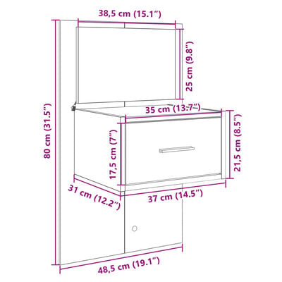 vidaXL Kopfteil mit Nachttischen Sonoma-Eiche 120 cm Holzwerkstoff