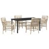 vidaXL Garten Essgruppe mit Kissen 5 pcs Beige Poly-Rattan