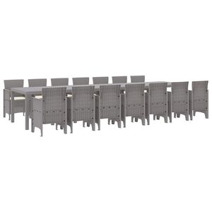 vidaXL Garten-Esszimmergarnitur mit Kissen 15 pcs Hellgrau PP