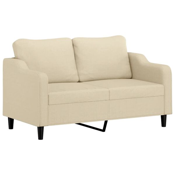 vidaXL 3-tlg. Sofagarnitur mit Kissen Creme Stoff