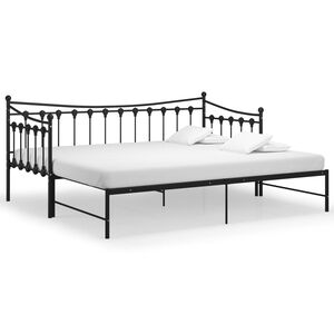 vidaXL Ausziehsofa Bettgestell Schwarz Metall 90x200 cm