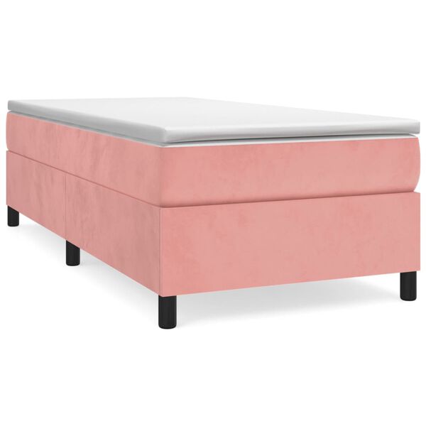 vidaXL Boxspringbett mit Matratze Rosa 90x200 cm Samt