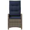 vidaXL Verstellbarer Gartenstuhl Grau und Marineblau Poly-Rattan