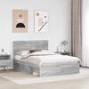 vidaXL Bettrahmen Graues Sonoma 140 x 190 cm Massives Kiefernholz