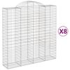 vidaXL Gabionen mit Hochbogen 8 Stk. 200x50x200/220cm Verzinktes Eisen