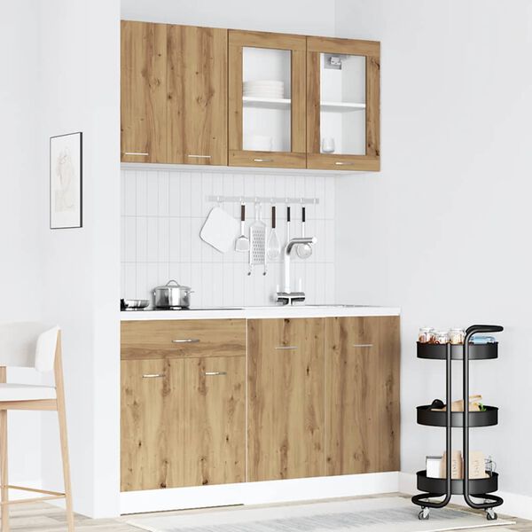 vidaXL 4-tlg. K&uuml;chenschrank-Set Lyon Artisan-Eiche Holzwerkstoff