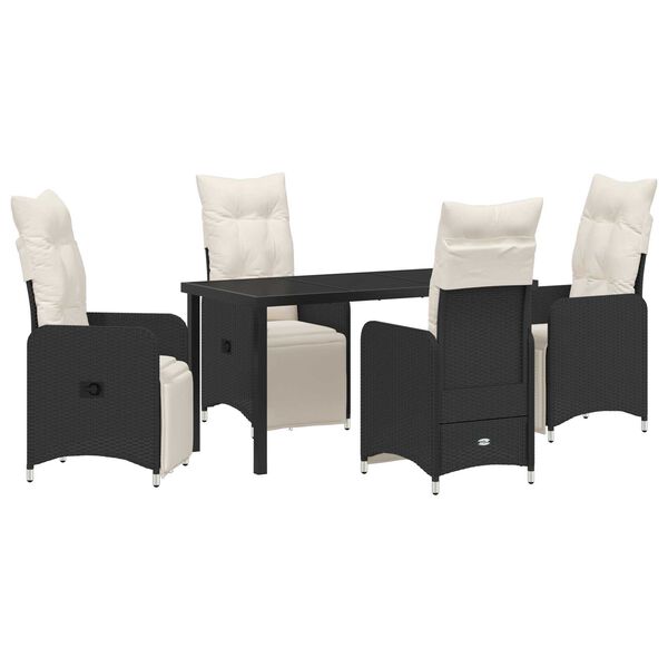 vidaXL Garten Essgruppe mit Kissen 5 pcs Schwarz Poly Rattan