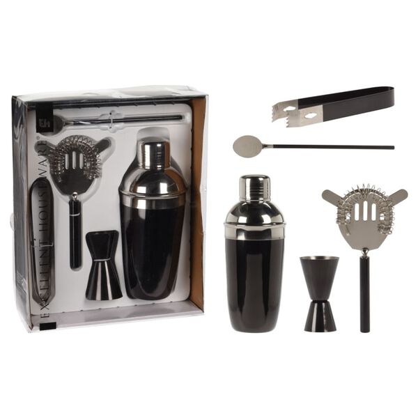 Excellent Houseware 5-tlg. Cocktail Shaker Set Gl&auml;nzend