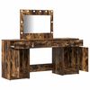 vidaXL Schminktisch mit Spiegelbeleuchtung 3 pcs Braun Holzwerkstoff