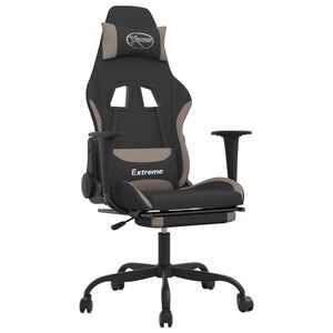 vidaXL Gaming-Stuhl mit Massage & Fu&szlig;st&uuml;tze Schwarz und Taupe Stoff