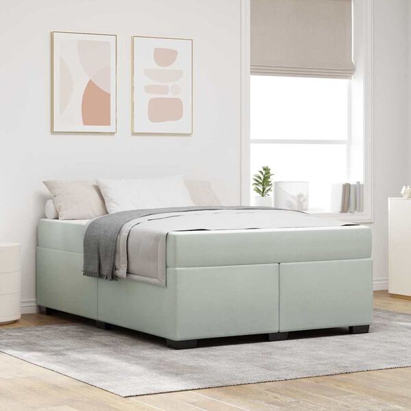 vidaXL Bettrahmen mit Matratze Hellgrau 160 x 200 cm Stoff