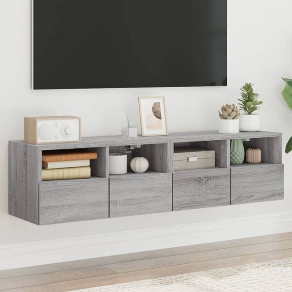 vidaXL TV-Wandschr&auml;nke 2 Stk. Grau Sonoma 60x30x30 cm Holzwerkstoff