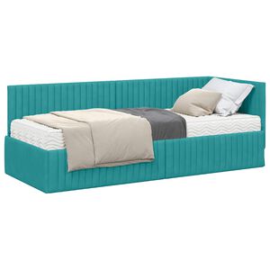 vidaXL Eckbettgestell mit Matratze 2 stk. T&uuml;rkis 80 x 200 cm Samt