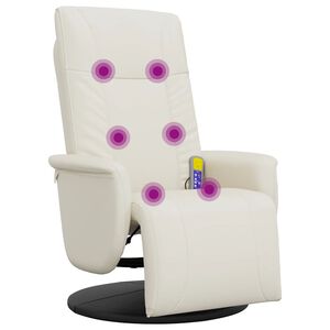 vidaXL Massagesessel mit Fu&szlig;teil Creme Kunstleder