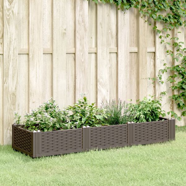vidaXL Pflanzkasten mit Erdspie&szlig;en Braun 125x40x28,5 cm PP