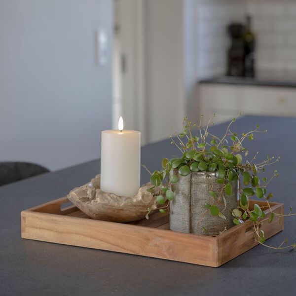 House Nordic 3-tlg. Tablett-Set Christina mit Griffen Teak Natur