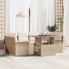 vidaXL Garten-Sofa-Set mit Kissen 7 pcs Beige Poly-Rattan