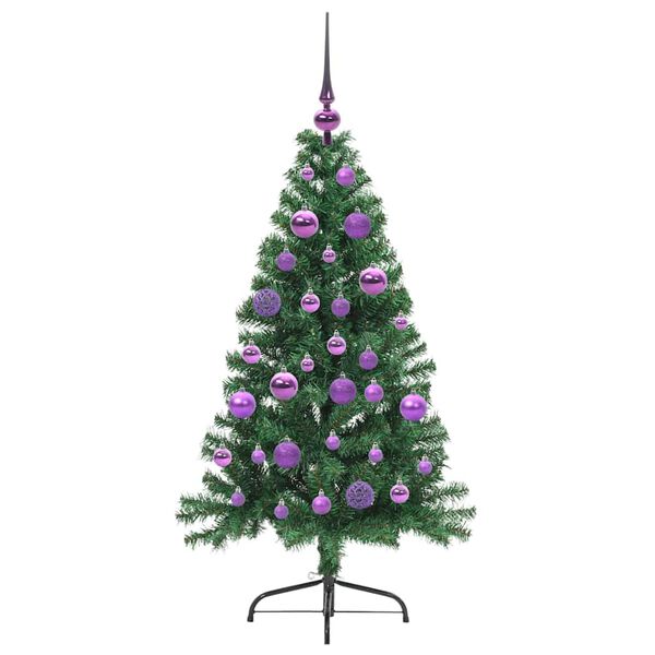vidaXL K&uuml;nstlicher vorbeleuchteter Weihnachtsbaum Gr&uuml;n 120 cm PVC
