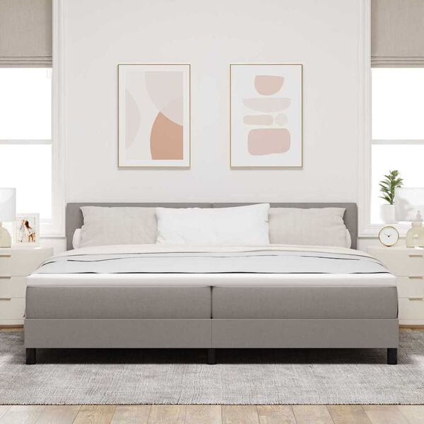 vidaXL Boxspringbett mit Matratze mit LED Taupe 200 x 200 cm Stoff