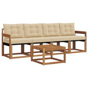 vidaXL Outdoor-Sofagarnitur mit Kissen 5 pcs Natur und Beige