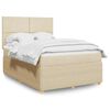vidaXL Boxspringbett mit Matratze Creme 140x190 cm Stoff