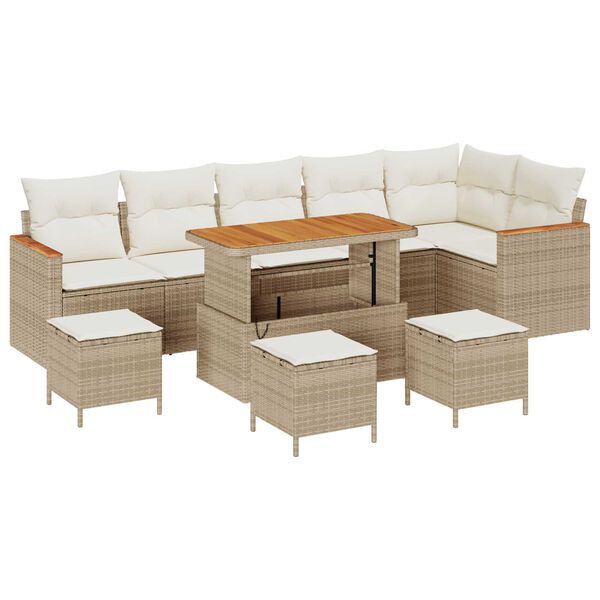 vidaXL Gartensofa-set 10 pcs Beige Poly-Rattan