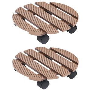 vidaXL Pflanzenroller 2 Stk. Braun &Oslash;30x7,5 cm WPC