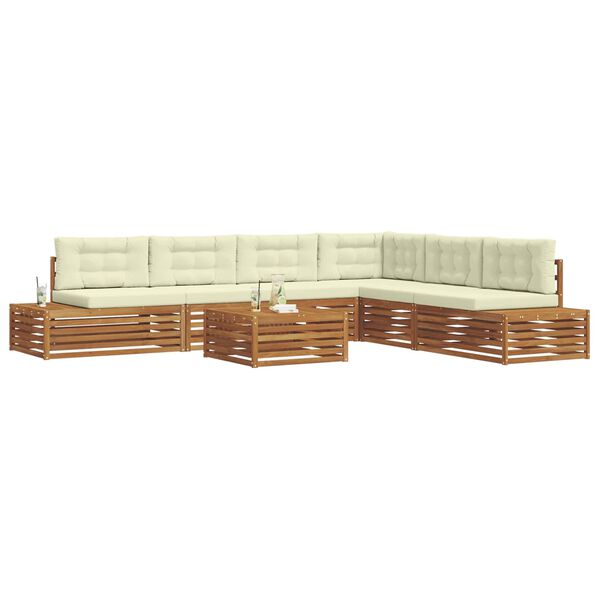 vidaXL Outdoor-Sofagarnitur mit Kissen 7 St&uuml;ck Natur und Creme