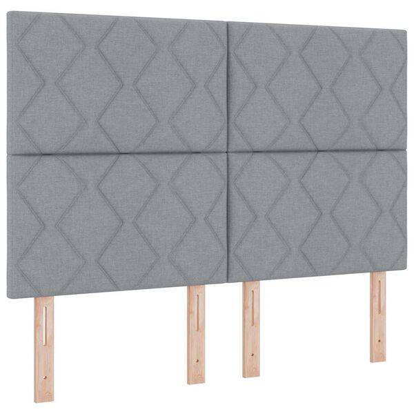 vidaXL LED Boxspringbett mit Matratze Hellgrau 160 x 200 cm Stoff