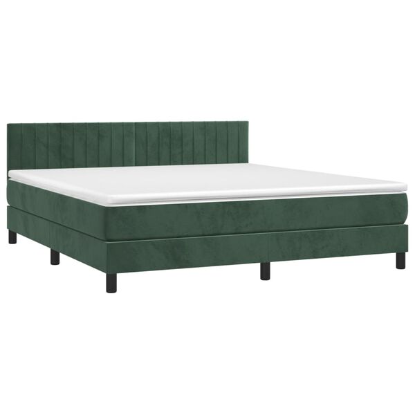 vidaXL Boxspringbett mit Matratze Dunkelgr&uuml;n 160x200 cm Samt