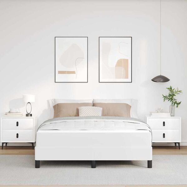 vidaXL Bettrahmen mit Matratze Reinwei&szlig; 140 x 200 cm Stoff