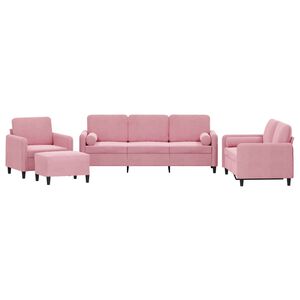 vidaXL 4-tlg. Sofagarnitur mit Kissen Rosa Samt