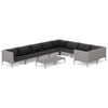 vidaXL 10-tlg. Garten-Lounge-Set mit Kissen Poly Rattan Dunkelgrau