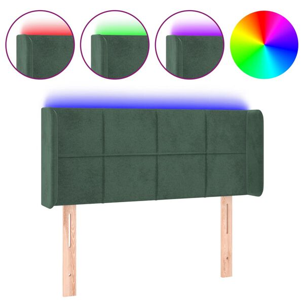 vidaXL LED Kopfteil Dunkelgr&uuml;n 93x16x78/88 cm Samt