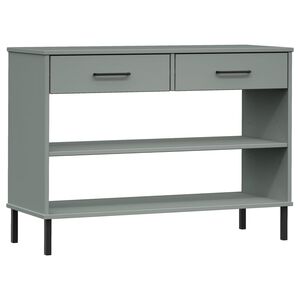vidaXL Konsolenschrank OSLO mit Metallbeinen Grau Massivholz Kiefer