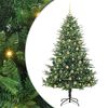 vidaXL K&uuml;nstlicher vorbeleuchteter Weihnachtsbaum mit Kugelset Gr&uuml;n