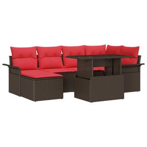 vidaXL Gartensofa-set 7 stk. Braun [Synthetisch]: Poly Rattan