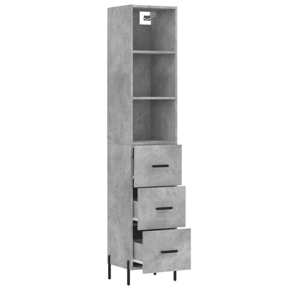 vidaXL Highboard Betongrau 34,5x34x180 cm Holzwerkstoff