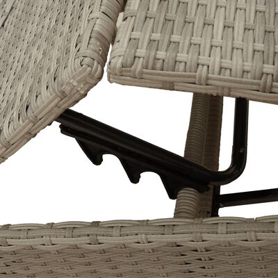 vidaXL Sonnenliegen 2 Stk. mit Tisch Hellgrau Poly Rattan