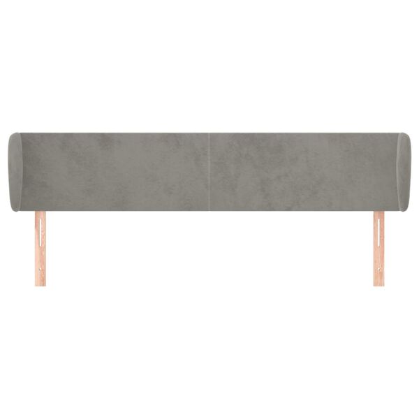 vidaXL Kopfteil mit Ohren Hellgrau 163x23x78/88 cm Samt