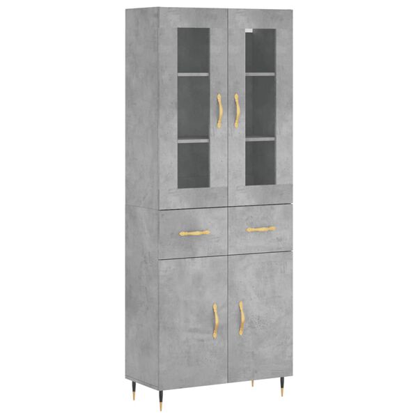 vidaXL Highboard Betongrau 69,5x34x180 cm Holzwerkstoff
