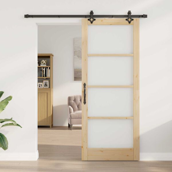 vidaXL Schiebet&uuml;r ORKDAL Nat&uuml;rlich und Schwarz 86 x 211 cm
